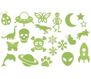 Stickserie - Glow in the Dark Motive Silhouette